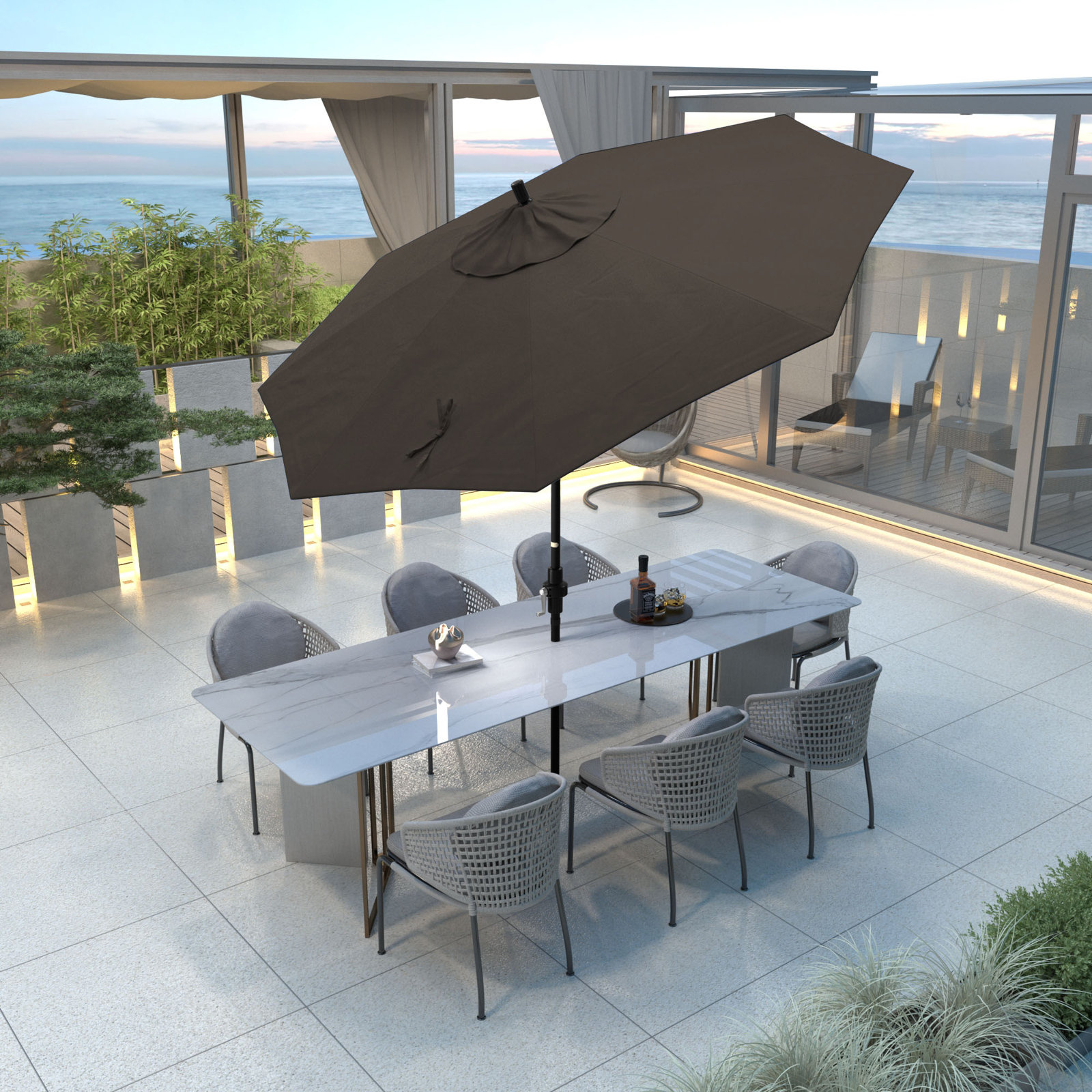 Savi 9' Umbrella, Mocha Performance Canvas