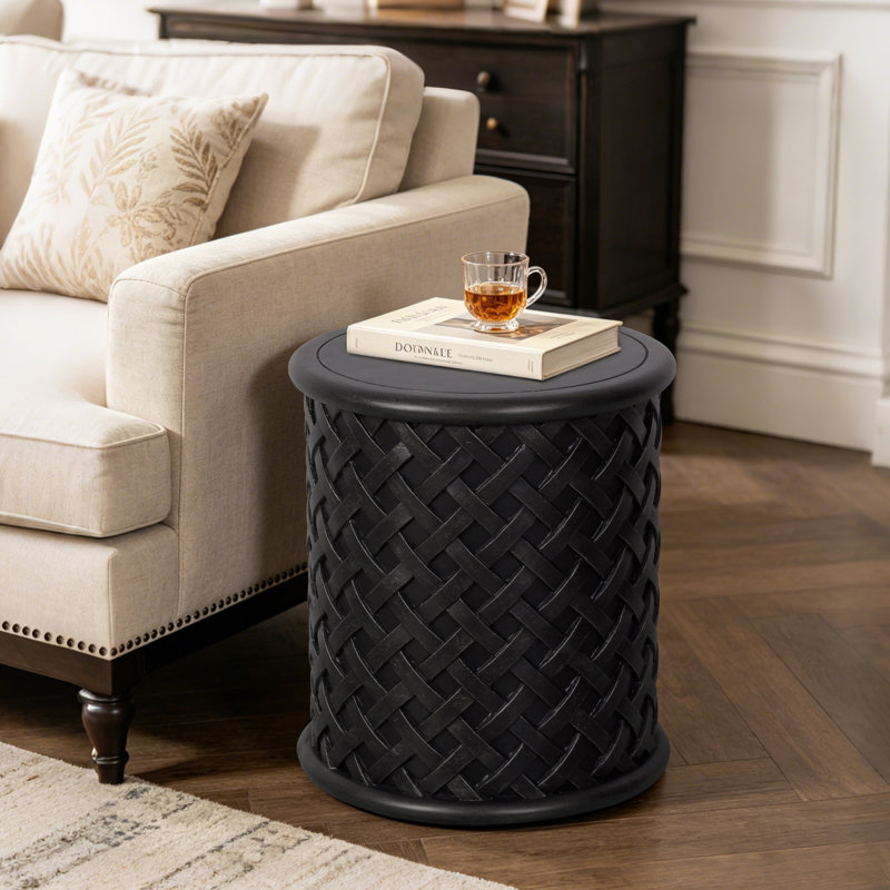 Table d'appoint ronde tissée avec matériau Terrasab