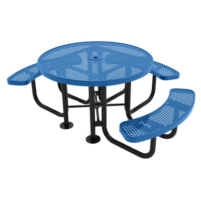 Table de pique-nique ronde de 117 cm (46 po), bleu pâle texturé