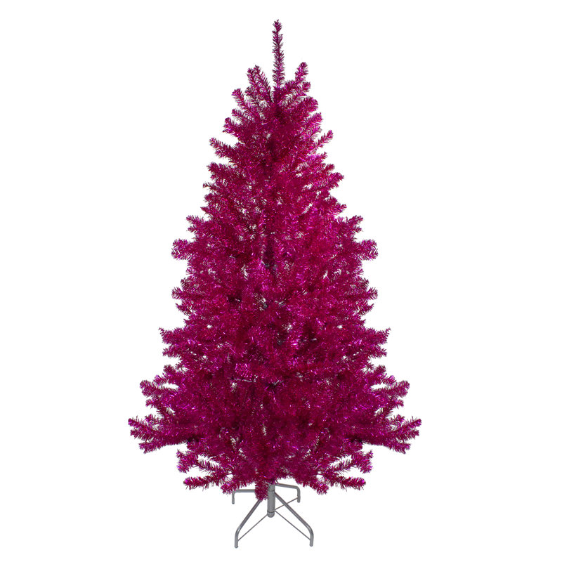 Arbre de Noël artificiel Tinsel rose métallique - non éclairé, H 7 pi