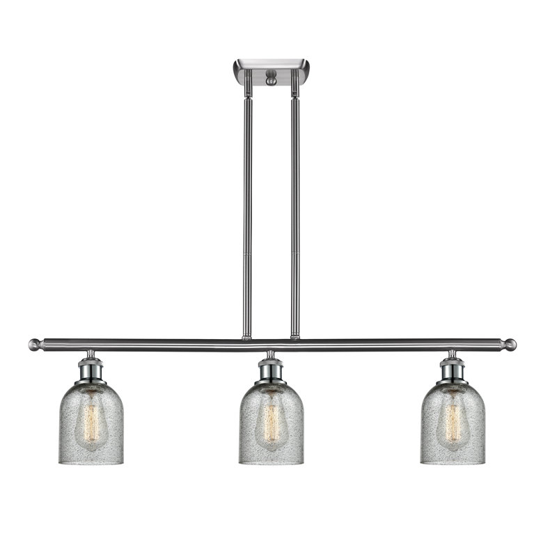 Vella 3 - Light Kitchen Island Pendant, Brushed Satin Nickel, 6 Watt Vinage LED Bulb, Charcoal