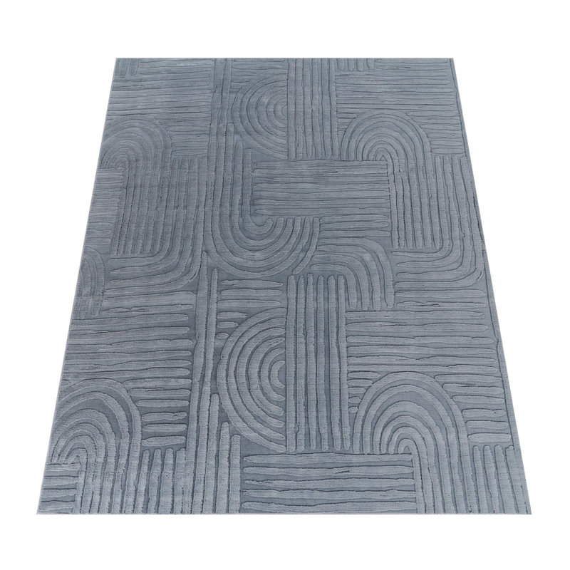 Lelystad Rectangle Geometric Dhurrie, Grey/Brown/Blue, Rectangle 200cm x 280cm