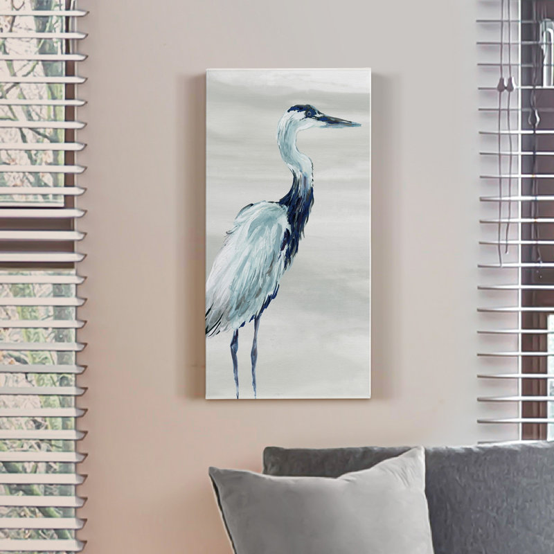 «By the Sea Crane I», reproduction d'art sur toile tendue, H 16 po x l 8 po x P 1 po