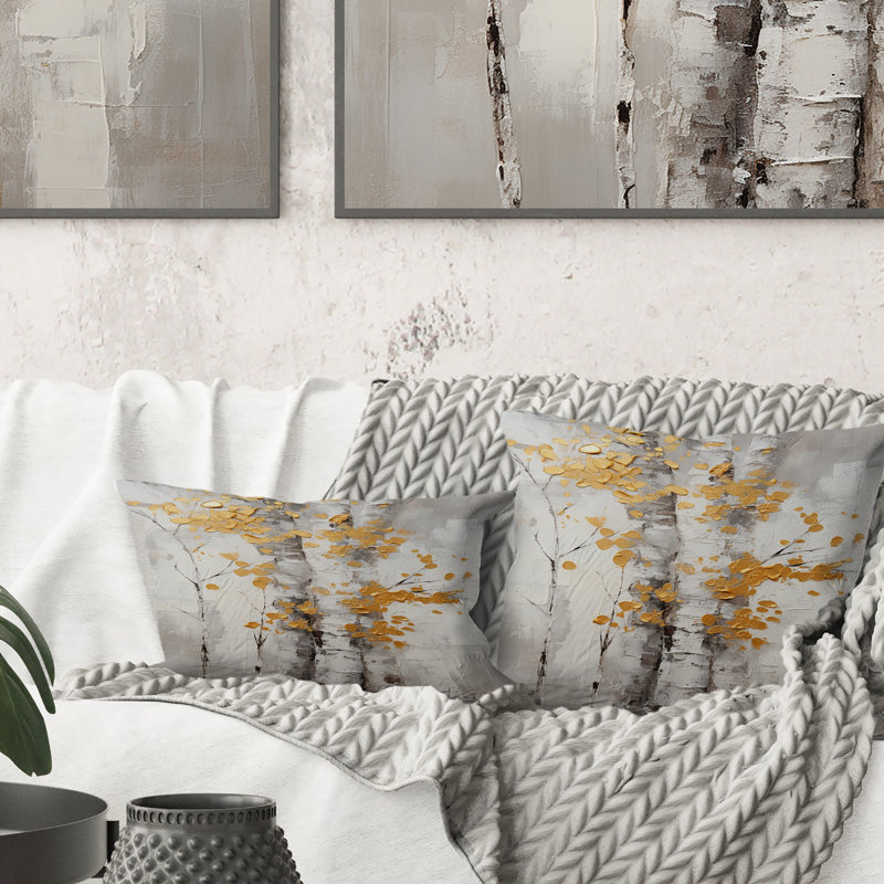 Coussin Tree Tree Whispers Of Grey & Yellow I - Tree