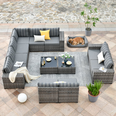 Baili 9 - Person Modular Patio Conversation Sets with Cushions