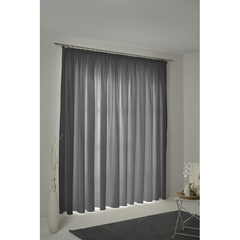 Polyacrylic Opaque Pinch Pleat Curtain Panel, 132cm Width x 335cm Drop, Grey/Brown/Blue