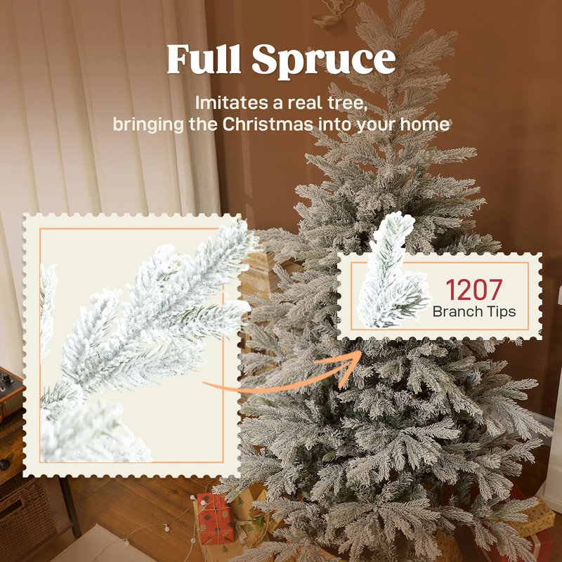 Arbre de Noël artificiel givré 6 pi avec branches réalistes