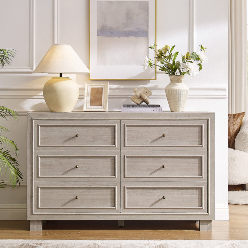 Commode 6 tiroirs 52,2 po, White Alder