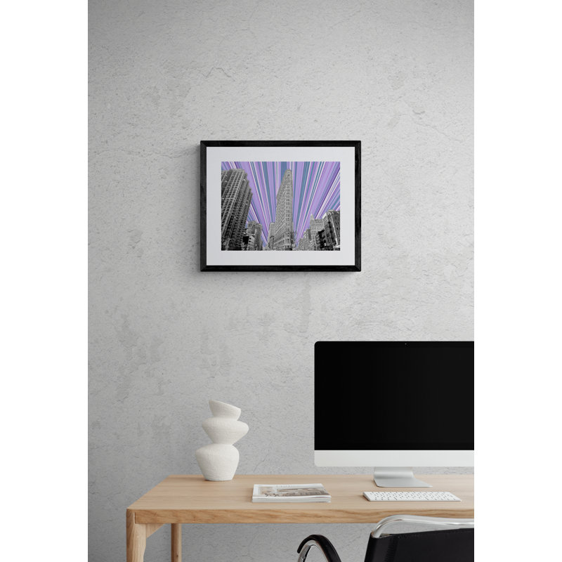 Flatiron Building NYC Print by Batya Kuncman, 24" H x 32" W, Purple/Gray