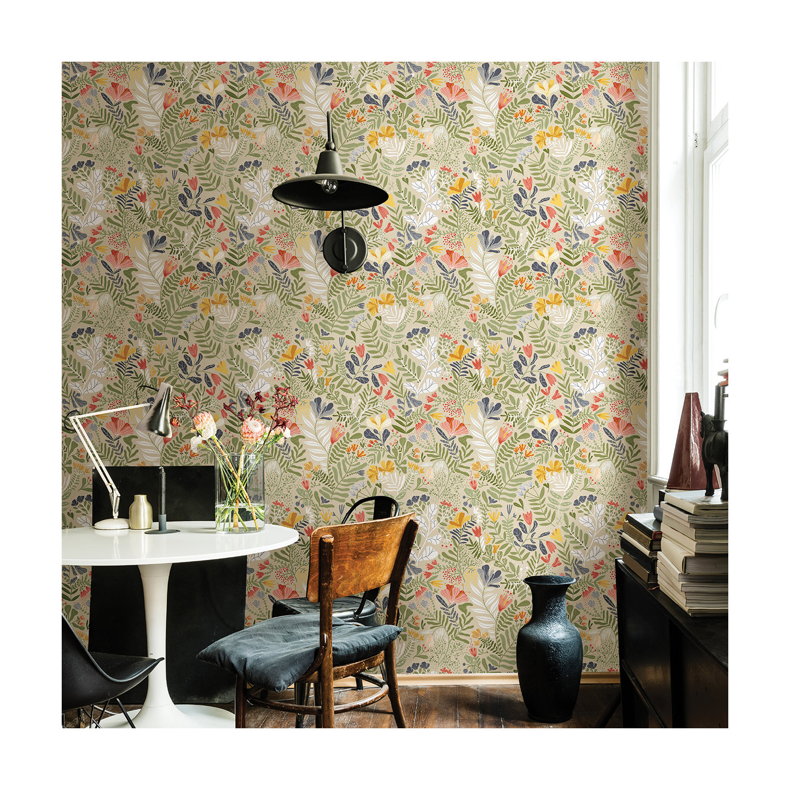 Ackworth Floral Roll, Beige/Green