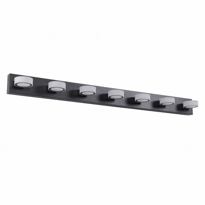 Luminaire de meuble-lavabo de style moderne à 52 lumières de 52 po de longueur avec fonction d'éclairage à DEL - Finition noire en fer avec abat-jour en acrylique - Écoénergétique pour une salle de bain