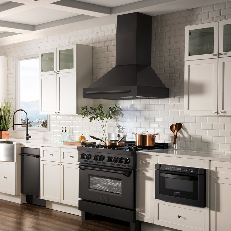 ZLINE 30" Black Stainless Steel Range Hood with Black Stainless Steel Handle