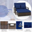 Canapé-lit de patio avec repose-pieds multifonctionnel bleu