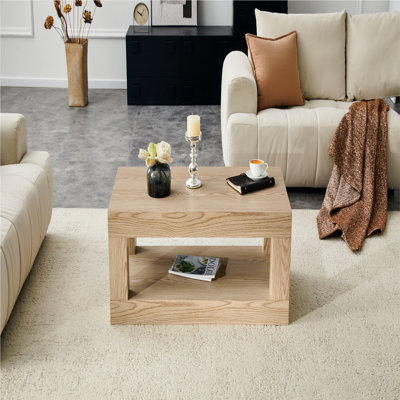 2-Tier Rectangle Coffee Table - Open Storage, MDF - Modern