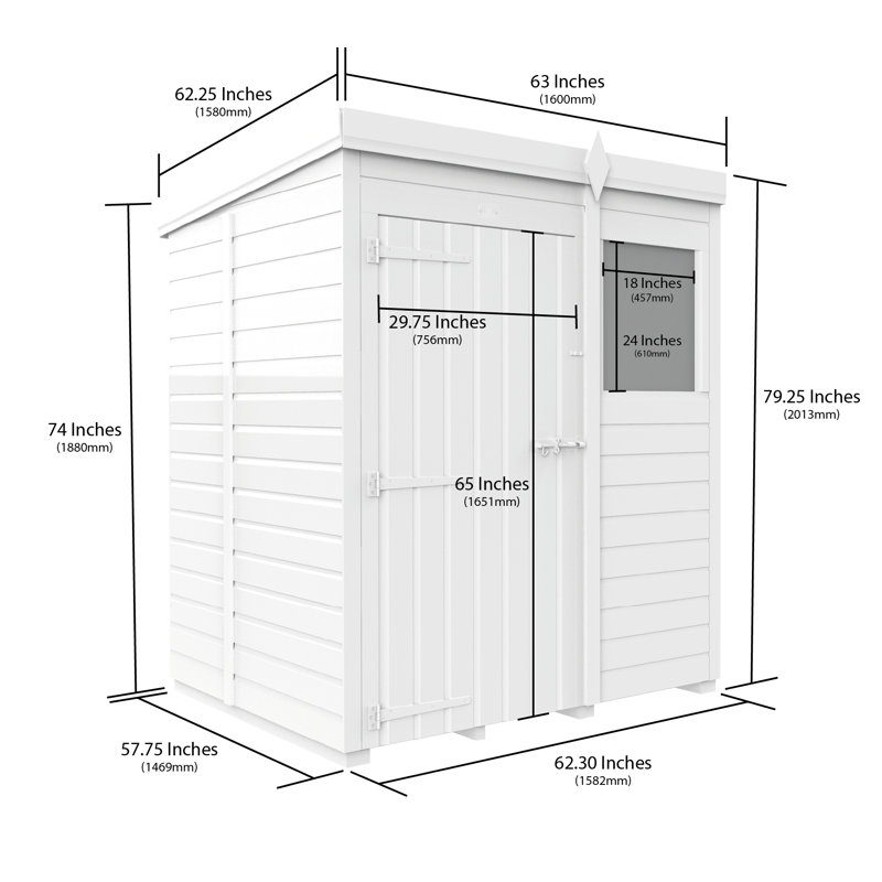 5x5 Pent Composite Shed