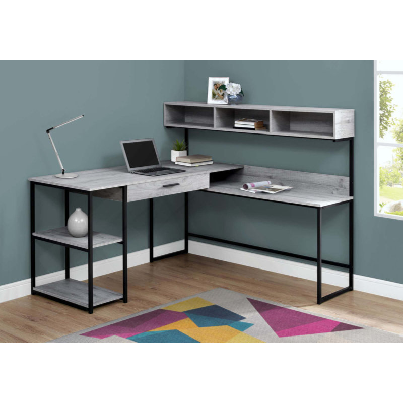 Bureau d'ordinateur, bureau personnel, coin, tiroirs de rangement, forme en L, travail, ordinateur portable, métal, contemporain, moderne