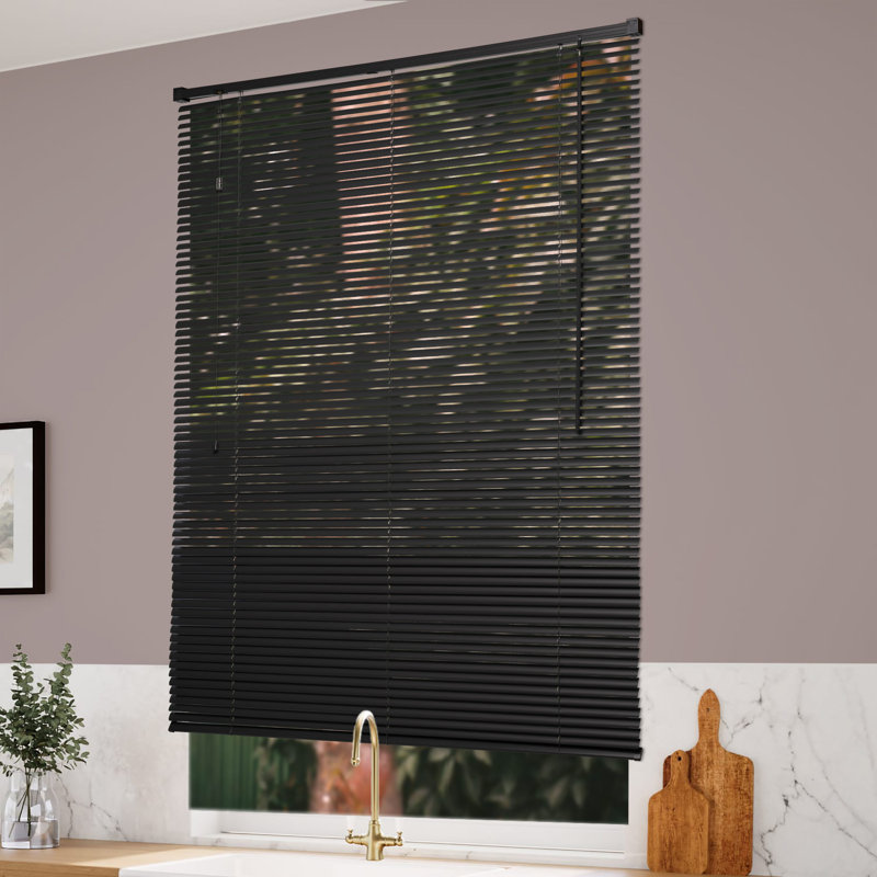 25mm PVC Venetian Roller Blinds Windows Blind,  160cm L x 117cm W, Dark Grey