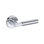 Riddling Privacy Lever with Contemporary Round Rose in Polished Chrome