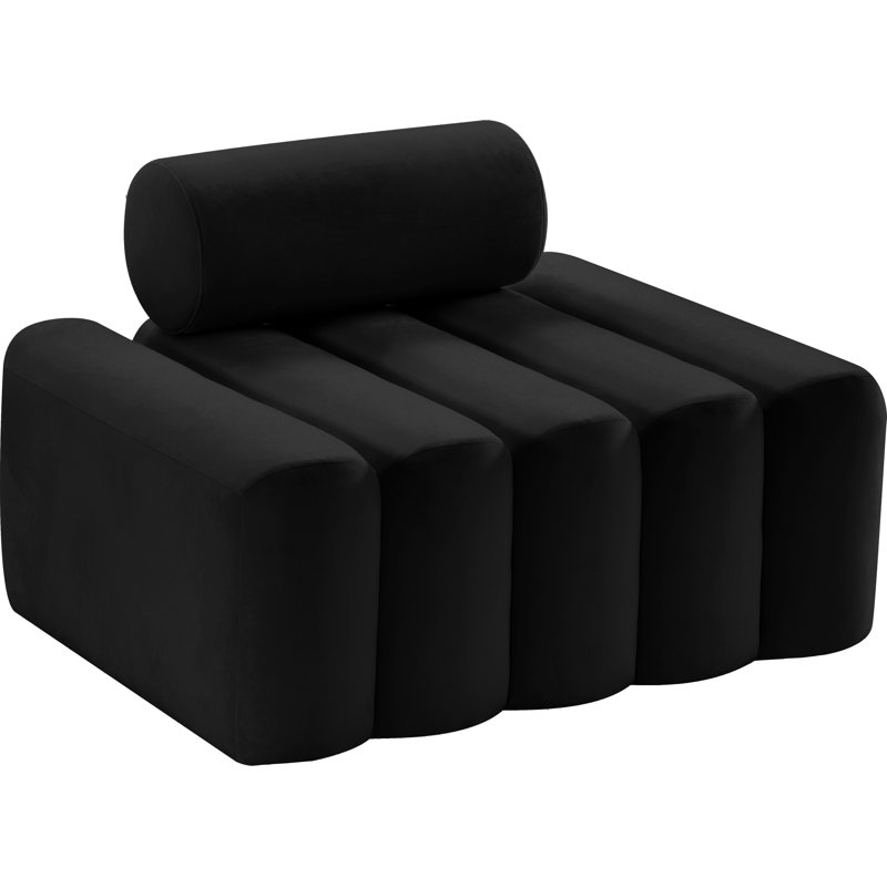Erlond Velvet Accent Chair, Black Velvet