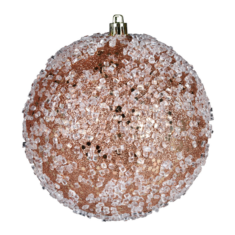 Ornement boule scintillante, Or rose, H 4 po x l 4 po x P 4 po, 6