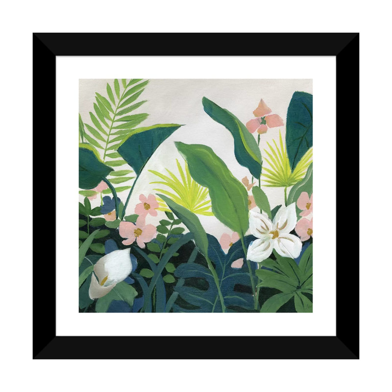 «Tropics» par Nan - reproduction imprimée, Cadre noir, H 24 po x l 24 po x p 1 po