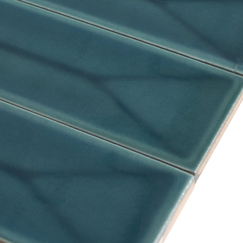 Horizonte 2 X 16 In. Glossy Ceramic Deco Subway Wall Tile (10.76 Sq Ft/Case) - 50 Pack, Emerald Petrol Blue