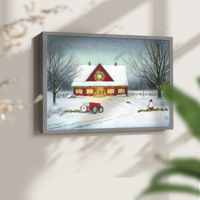 Chirstmas Art-VI -Framed Print - Restickable, H 8 po x l 10 po, Gris