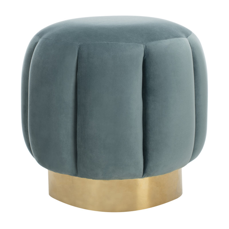 Maxine Round Ottoman, Seafoam Velvet