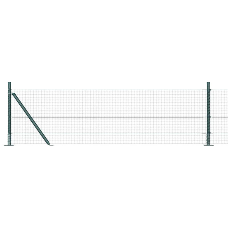 Vidaxl Fence With Posts Steel, 50cm H x 2500cm W x 3.2cm D, Green