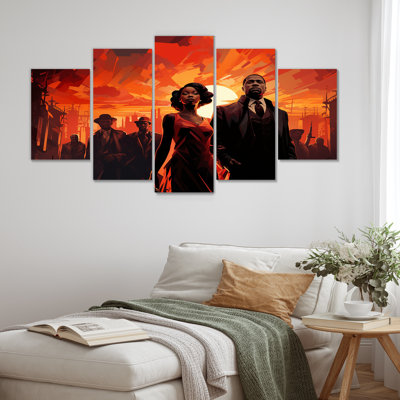 Rouge et noir Harlem Renaissance Couple - art mural Multipanel Renaissance Harlem