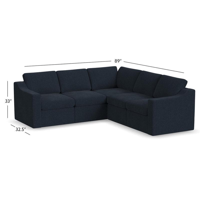 Canapé modulaire en coin rembourré Lockheart 5PC, Polyester bleu