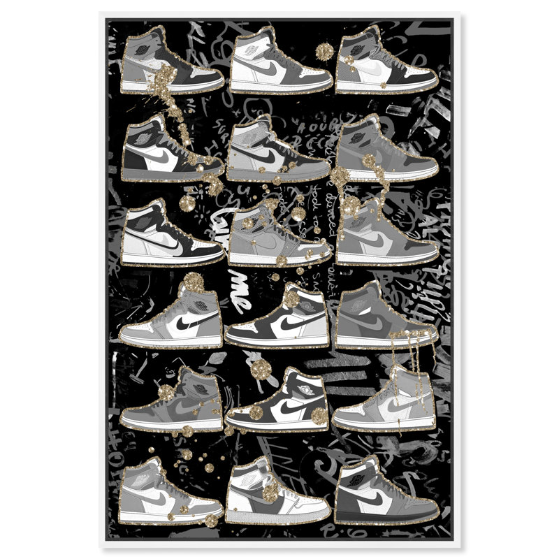 Sneaker 1 pièce Notoriart, H 16 po x l 11 po, Cadre blanc
