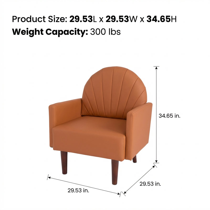 Fauteuil contemporain en forme de coquillage avec coussins moelleux et pieds en bois massif