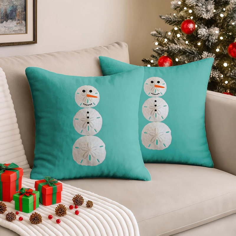 Ensemble de 2 taies décoratives Patchwork Sand Dollar Snowman