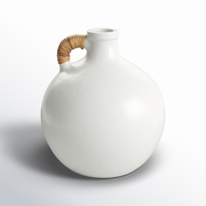 Winslet Terracotta Table Vase, White, 13.3" H x 12.2" W x 12.2" D