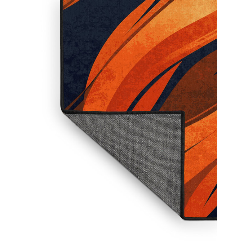 Tapis gris moelleux moelleux et moelleux à motif abstrait Fire Spirit, 7 x 9