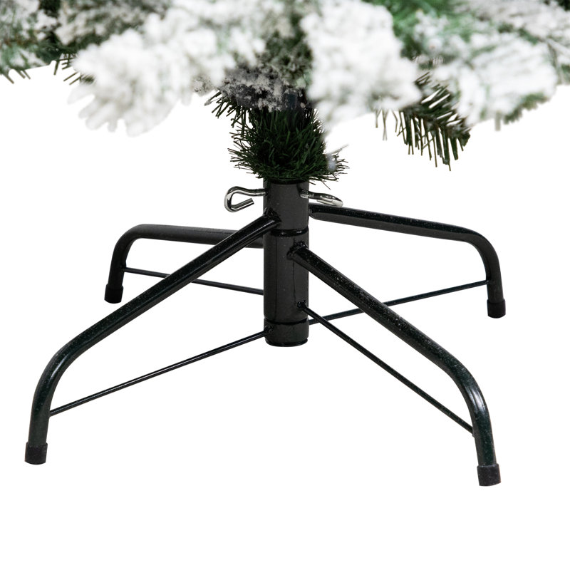 Arbre de Noël artificiel pin blanc enneigé 9 pi avec lumières DEL blanc chaud, H 6,5 pi