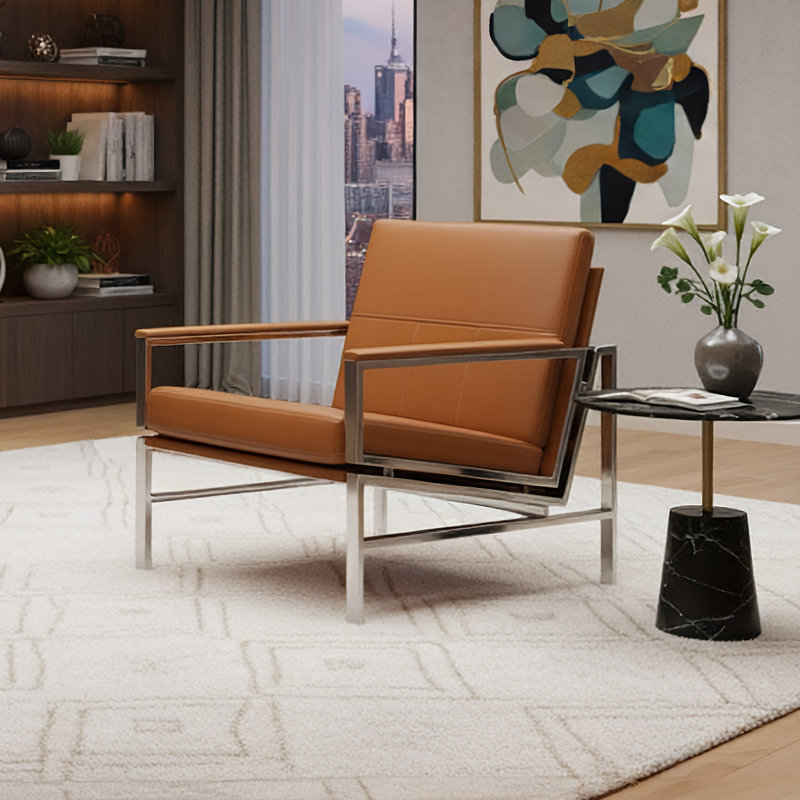 Chaise en cuir véritable Landa Signature, Caramel
