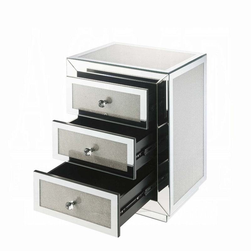 Table de chevet avec 3 tiroirs Glam Style