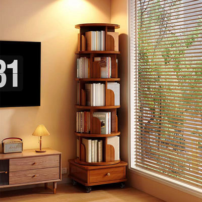360‑Degree Rotating Corner Bookshelf with Adjustable Multi‑Layer Storage