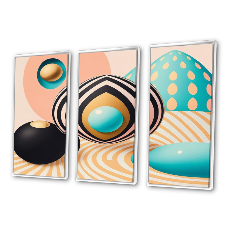 Blue Moon Universe - 3 pièces sur toile, H 20 po x l 36 po x P 1 po, Toile avec cadre blanc