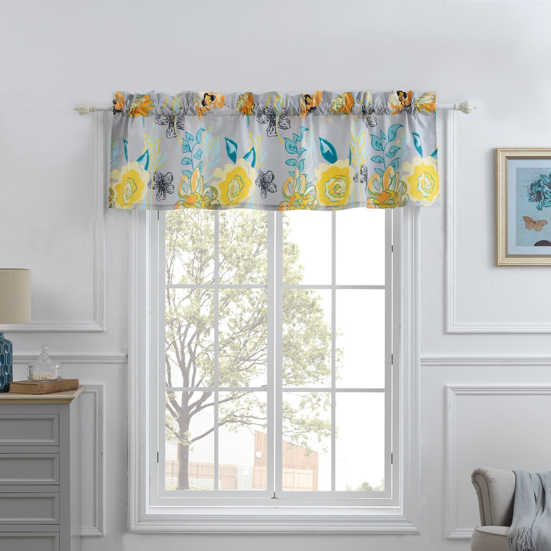 Watercolor Dream Floral Tailored Window Valance Greenland Home Fashions Curtain Color: Gray