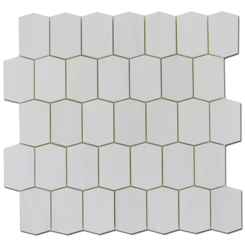 Picket 2" x 3" Marble Honeycomb Mosaic Wall & Floor Tile, Bianco Venato Dolomite
