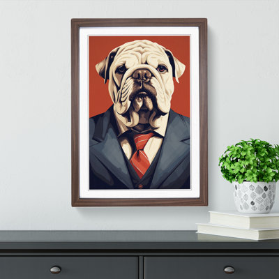 British Bulldog Minimalism No.2 - Single Picture Frame Print on Wood