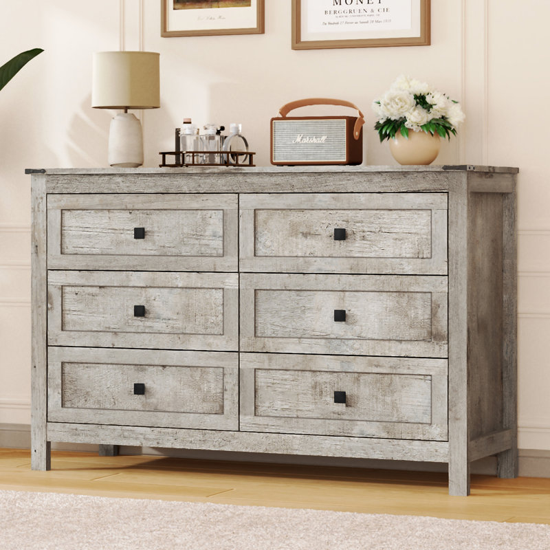 Commode 6 tiroirs Farmhouse, Gris rustique