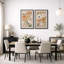 Abstrait botanique, "Œuvre florale bohème orange et verte vibrante, images murales de campagne française moderne, ensemble de 2 impressions murales sur toile,"-91068934-91068933