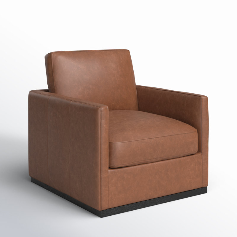 Portman Swivel Club Chair, Marseille Camel Top Grain Genuine Leather