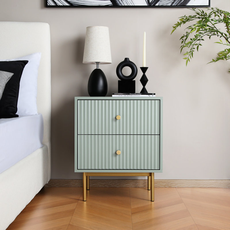 Aivis 50cm W Metal Bedside Table, Green