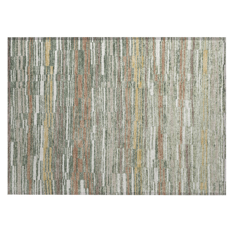 Machine Washable Indoor/Outdoor Chantille ACN2908 Striped Rug, 1'8" x 2'6", Basil