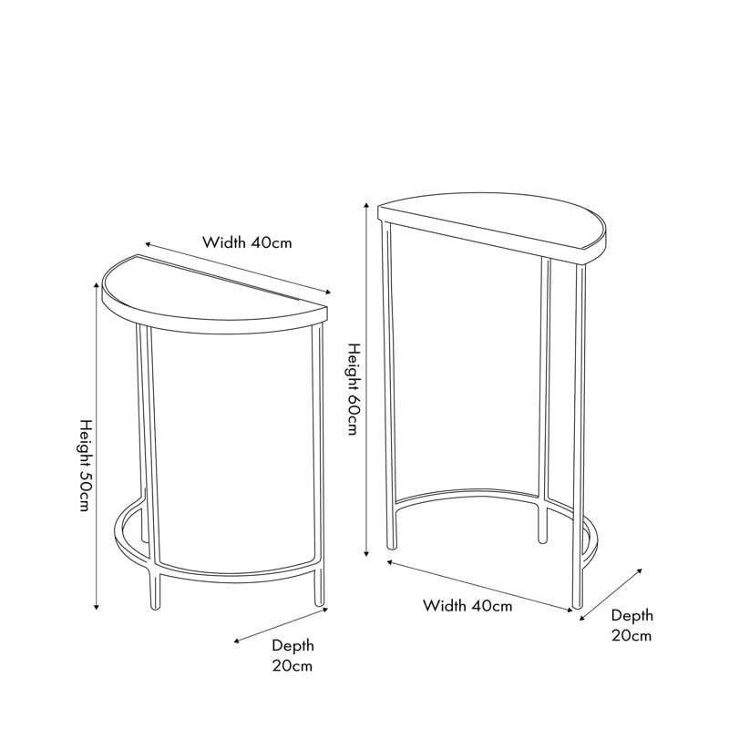 Silber Glass Top Frame Nesting Tables